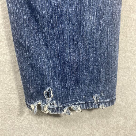 Seven7 Jeans Womens 28x29 Blue Denim Straight Faded Distressed Marbled Stretch - Picture 8 of 16